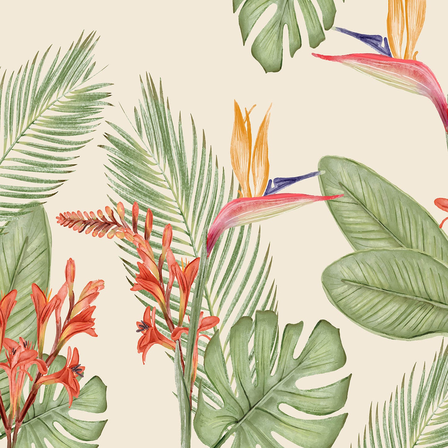 Square Tropical Bird 75x75 cms